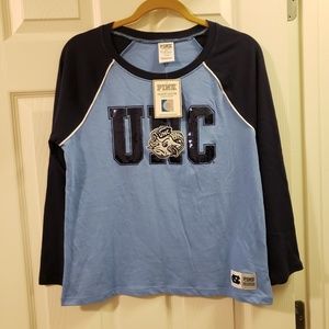 NWT Pink UNC Sequin 3/4 Sleeve Baseball Tee Shirt